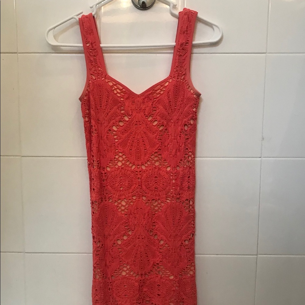 Free People coral and crepe stretchy dress